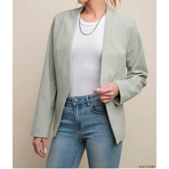 Kori Victoria Open Front Blazer in Sage - Picture 1 of 4